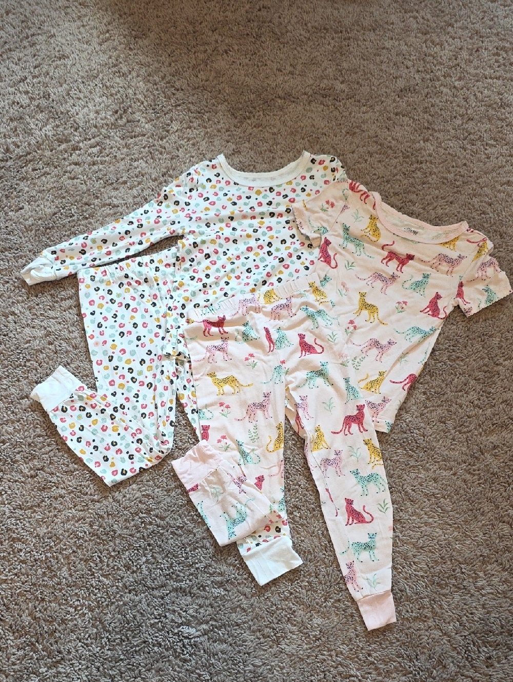 Little Me Pastel Pink & White Animal Print Pajama Set 3t Bamboo